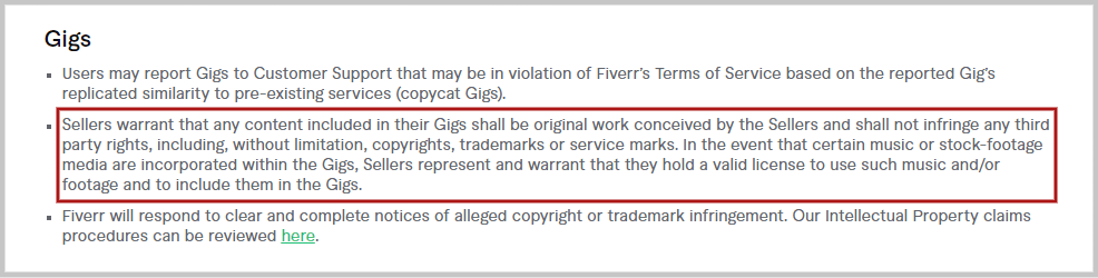 fiverr copyright terms