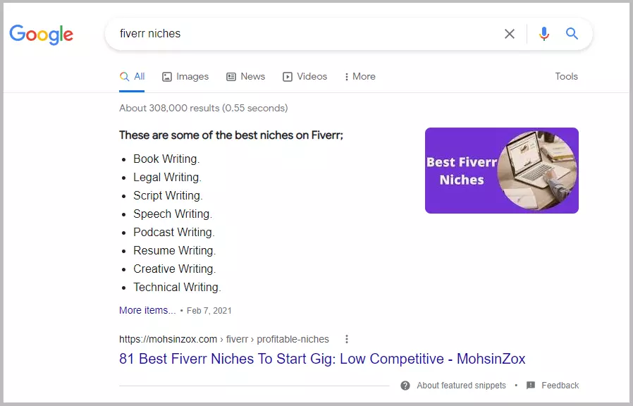position for fiverr niches